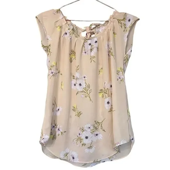 LC Lauren Conrad Peach Pleated Neck Blouse - Size XS - Picture 2 of 7